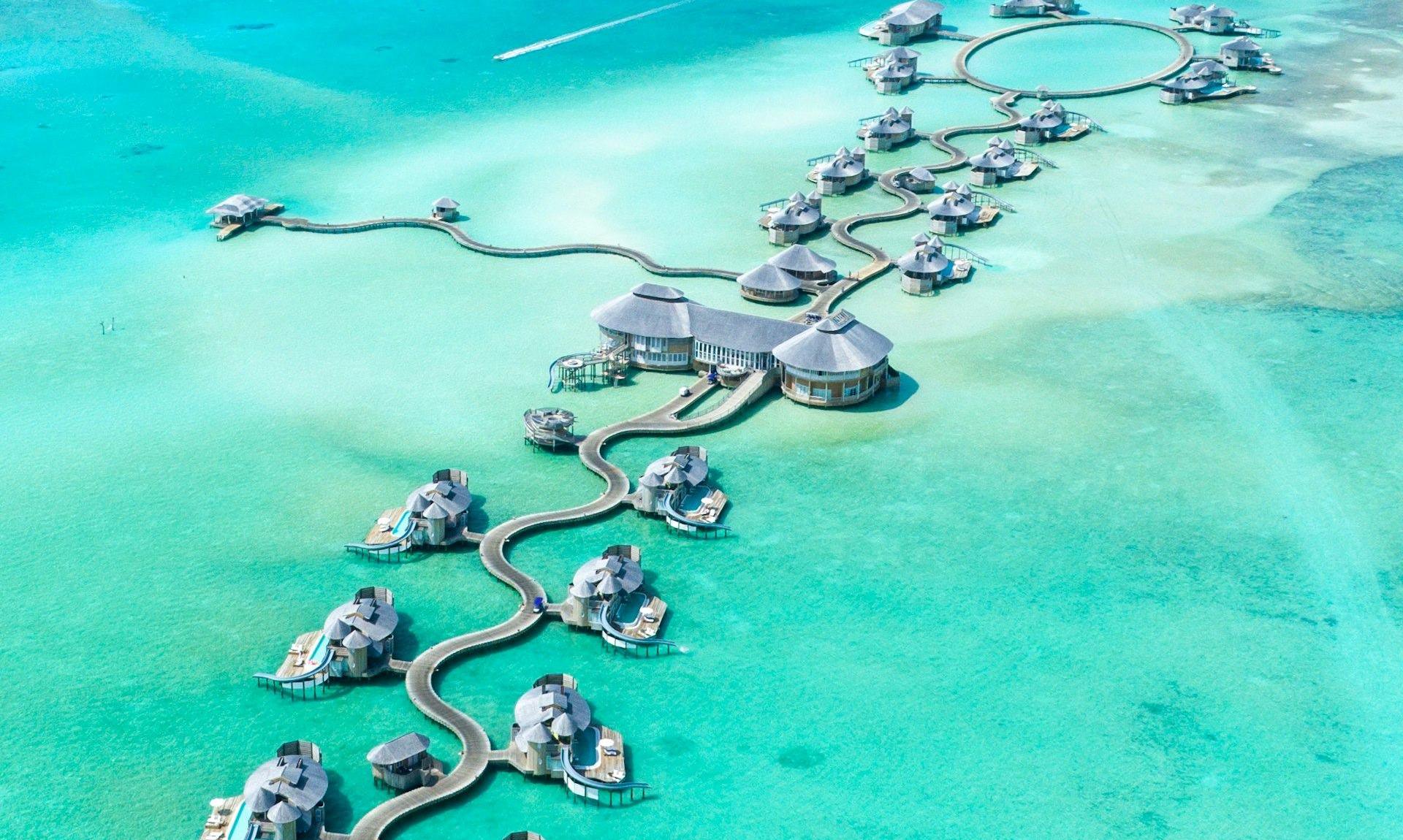 Overwater villas aerial