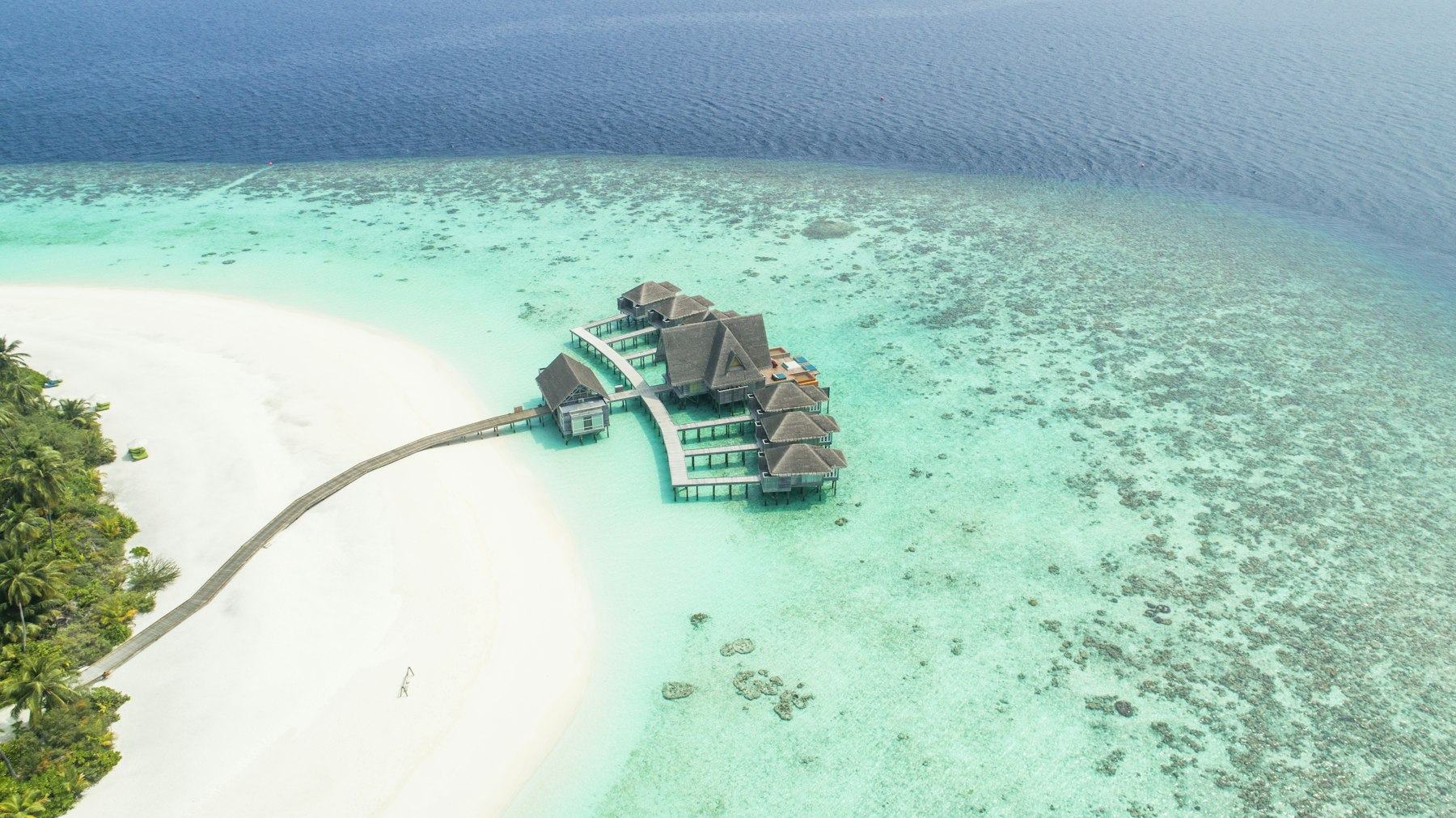 Aerial view of an island and sandbank